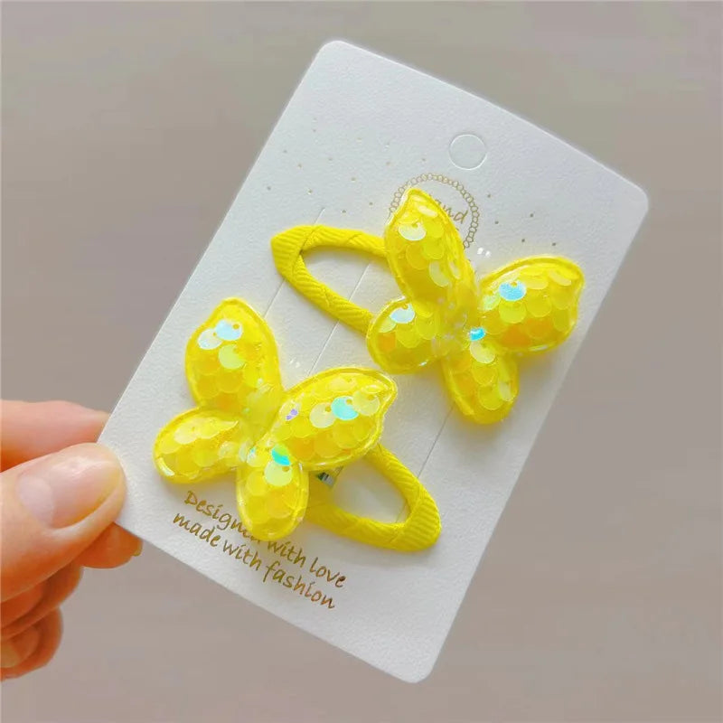 2PCS New Princess Scaly Heart Girls Hairpins Children Lovely Headwear Hairgrip Hair Clips Barrettes Hair Accessories butterfly star party
