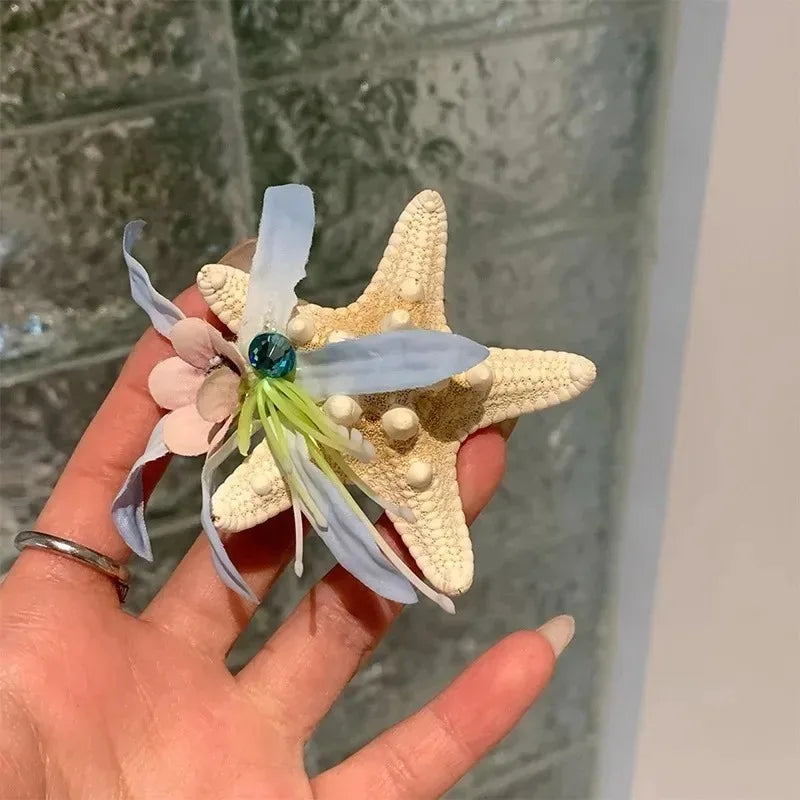 Cute Ocean Starfish Hair Claw Flower Starfish Shell Hairpins Crab Hair Clips for Woman girls Vacation Beach Hair Accessories cruise holiday party special occasion