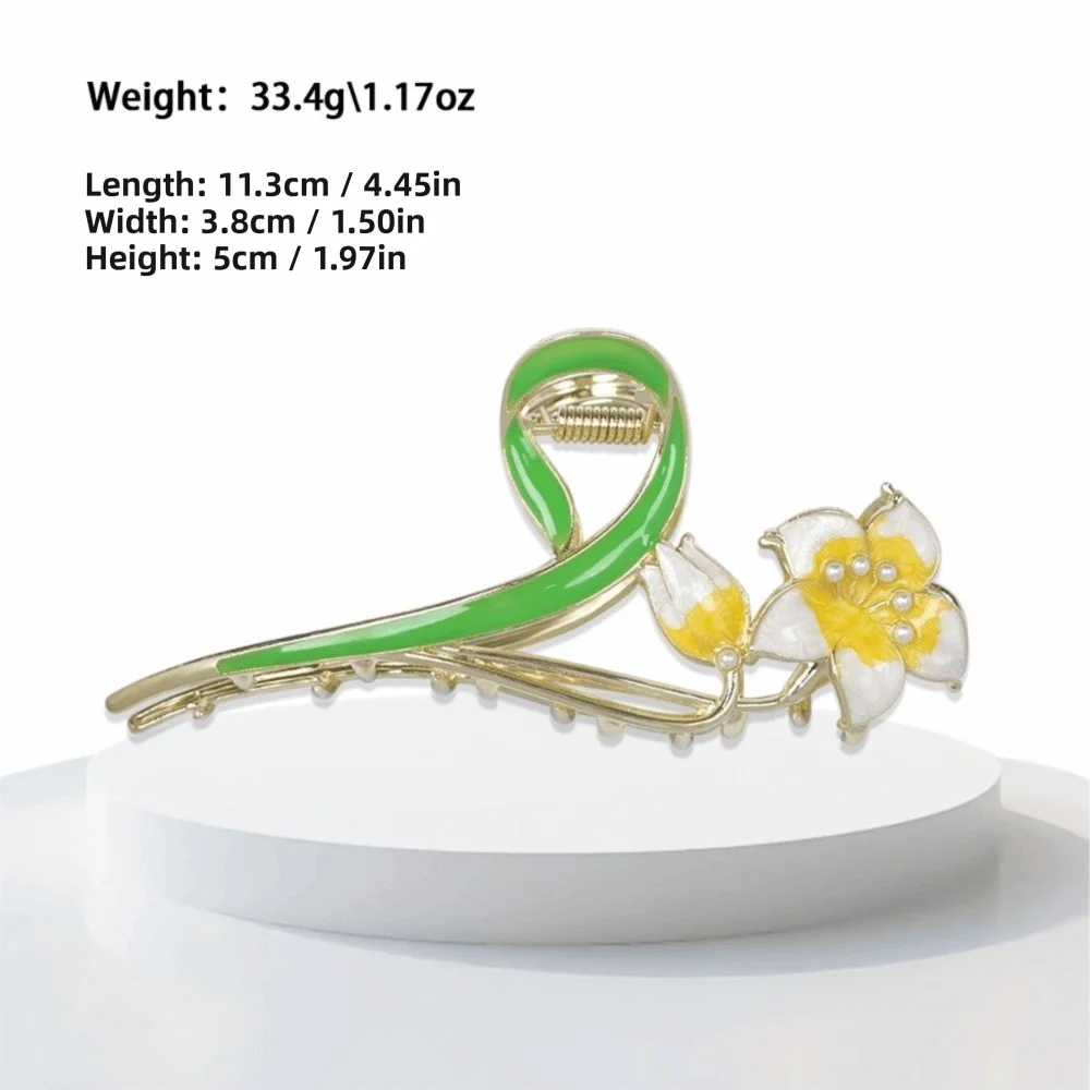 Fashion Metal Flower Hair Clips Exquisite Lily Tulip Rose Shark Clip Advanced Non-Slip Hair Claw Hair Accessories
