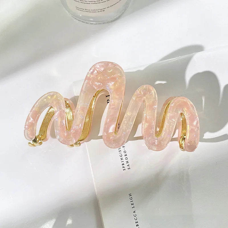 1pc New Acetic Acid claw  Clip High Quality Metal Grip Clip Wave Fashion Hair Grip Women's Premium Sense
