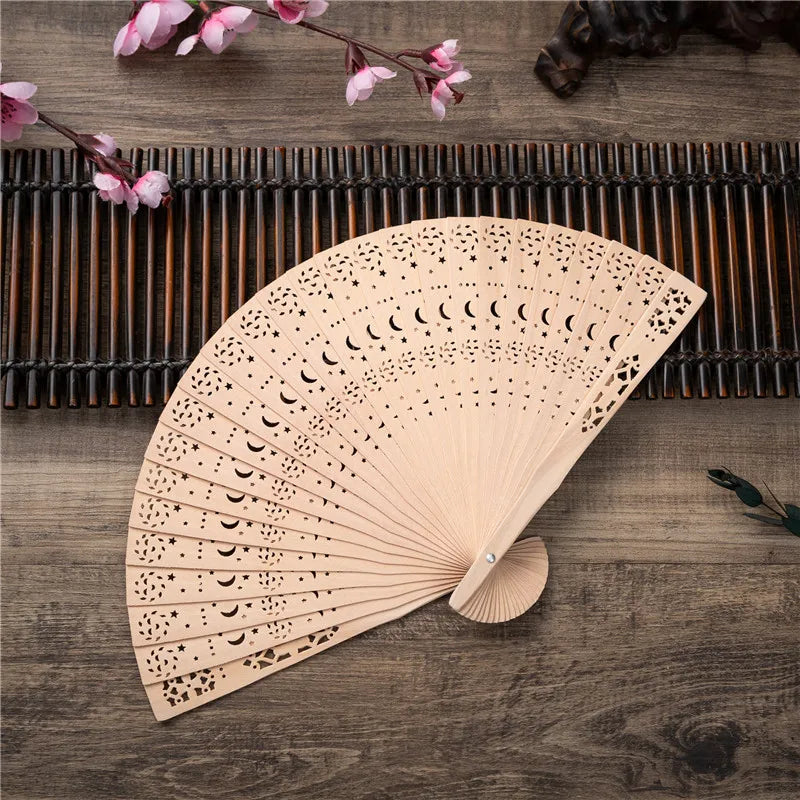 8 Inch Fragrant Wood Fan Folding Fan Handheld Fan Wedding Party Home Decoration Ornaments Gift Wedding Party Accessories