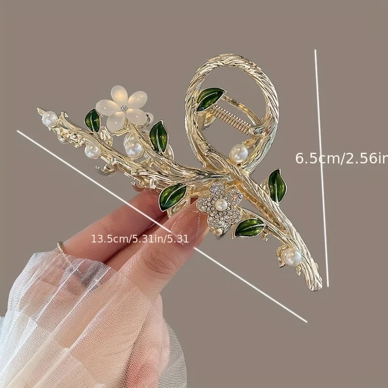 1pcs Fashion Branches  Flowers & Pearl Rhinestone Claw Clip For Women Girls Party Hair Accessories