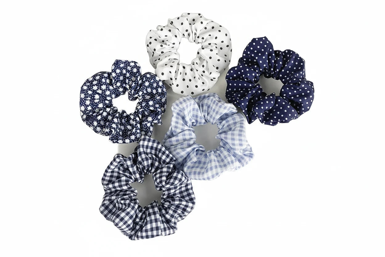 5 x Polka Dot Hair scrunchies