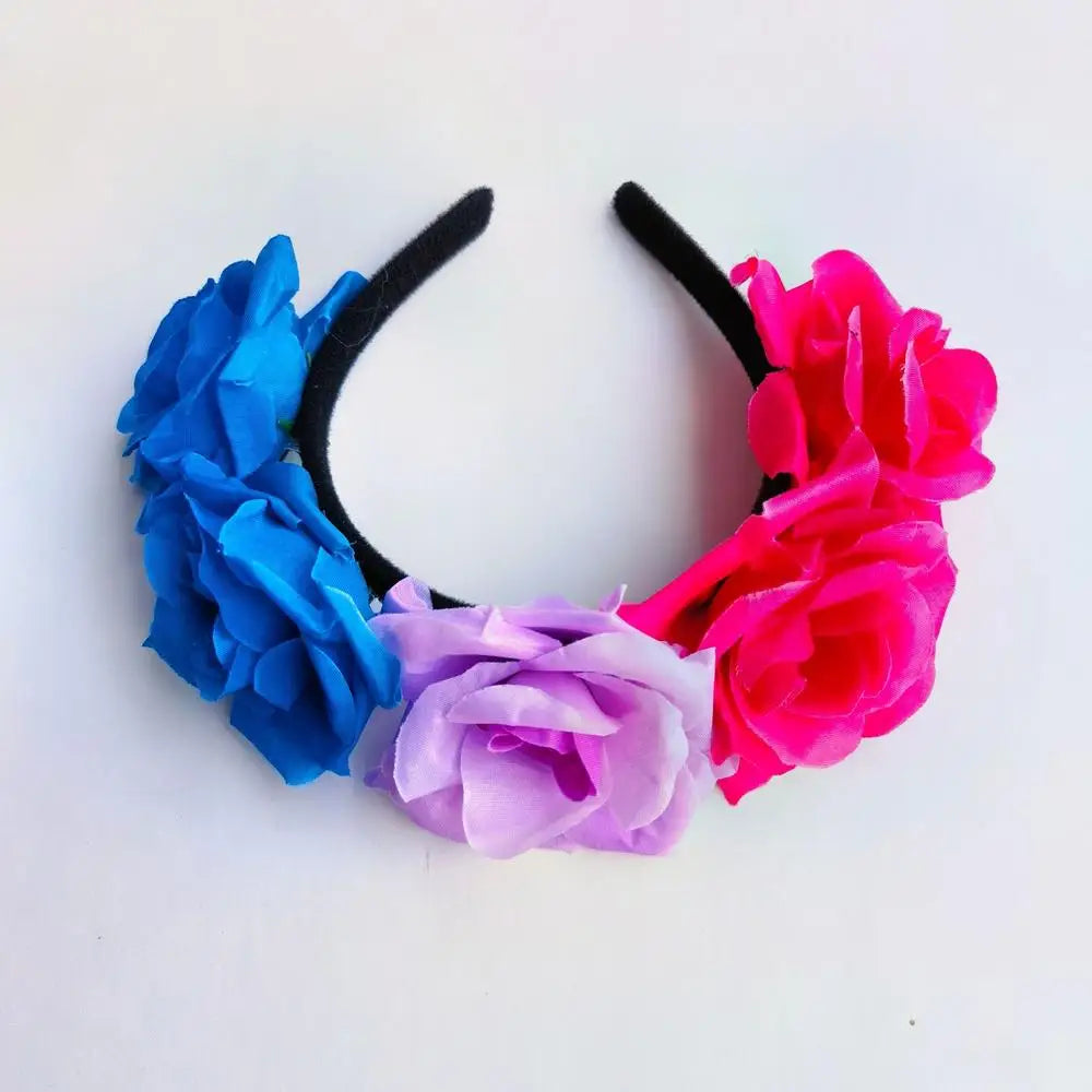 Women Bridal Girl Rose Flowers Head Hoop Crown Headband Wedding Headpiece Hair Band Accessories Artificial Wreaths Garland