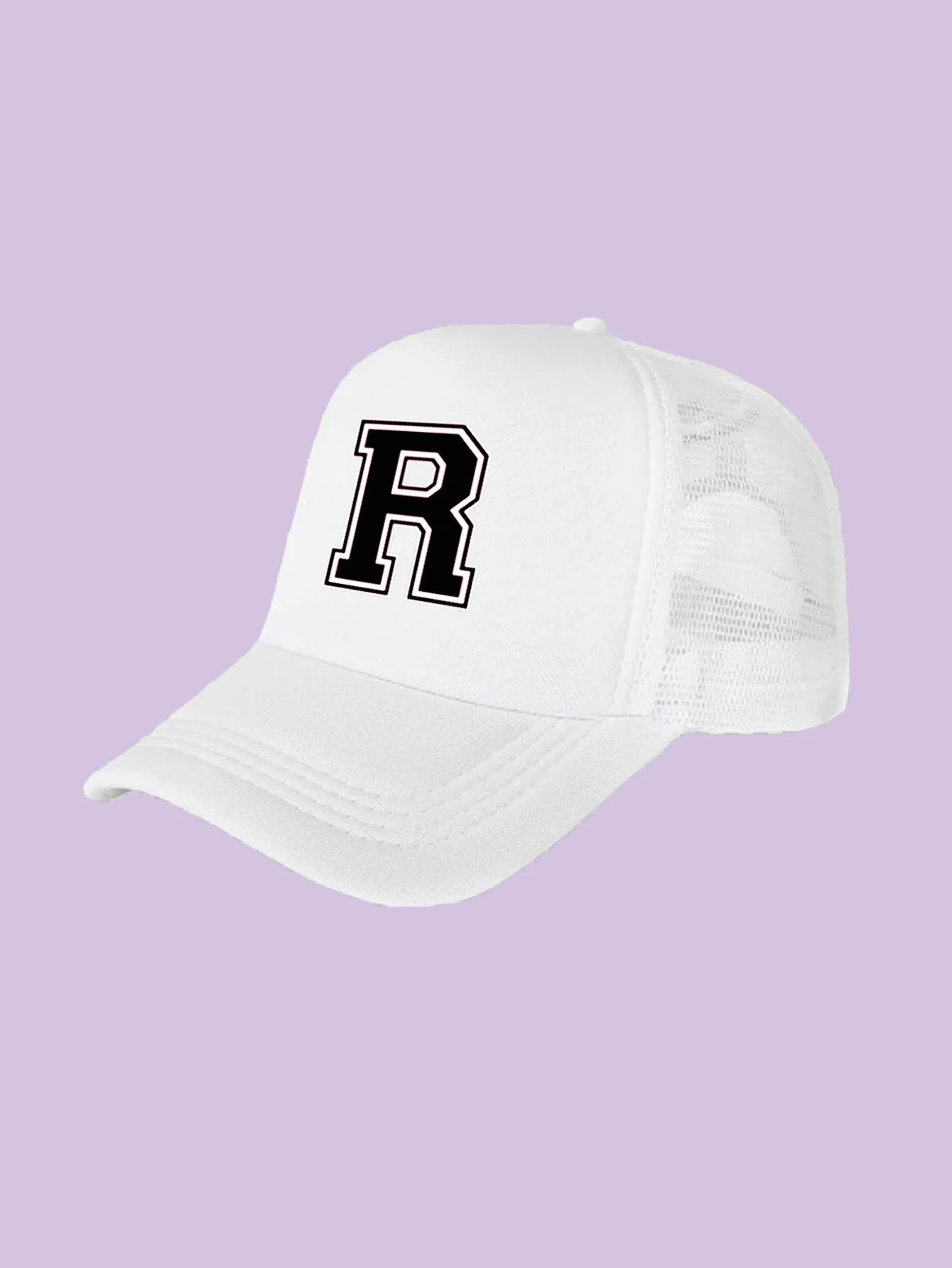 1Pc children's 26 letter printed baseball cap, fashionable sunshade duckbill cap for spring summer, breathable mesh trucker cap Initial cap