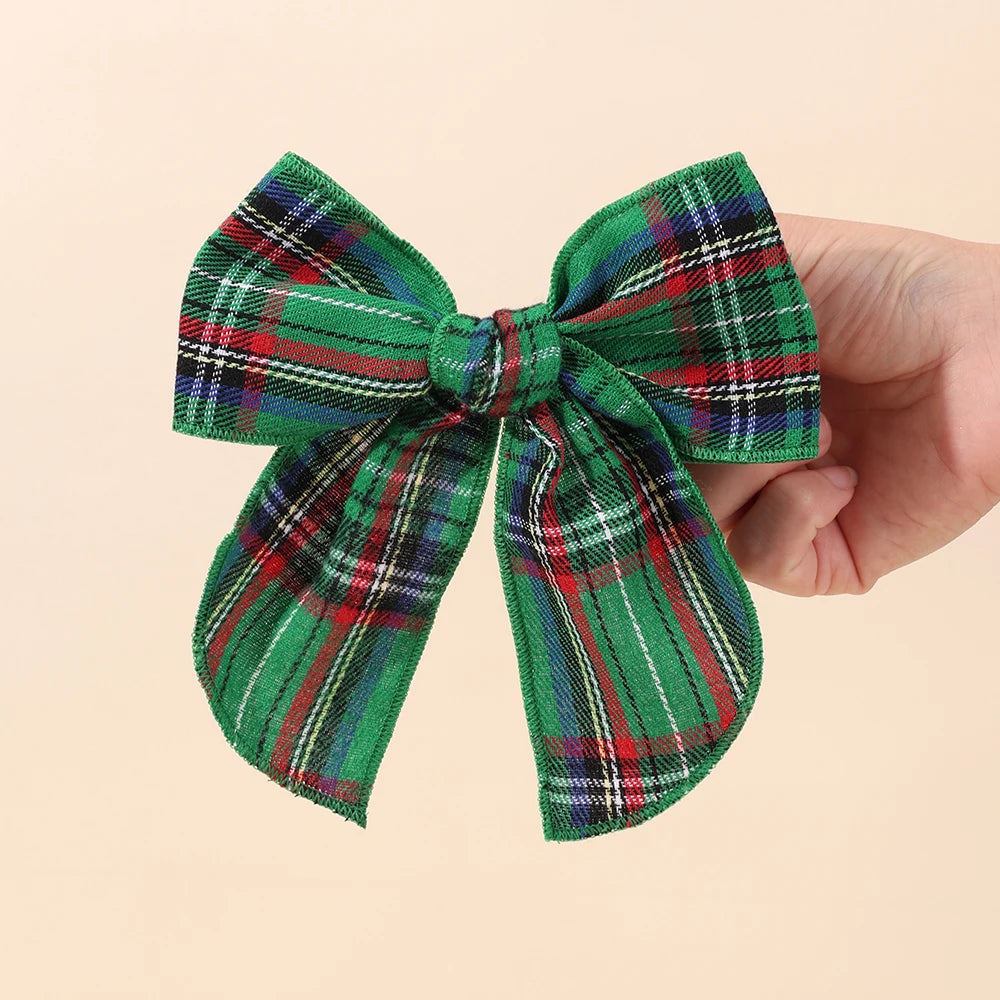 2 bows Christmas tartan pattern