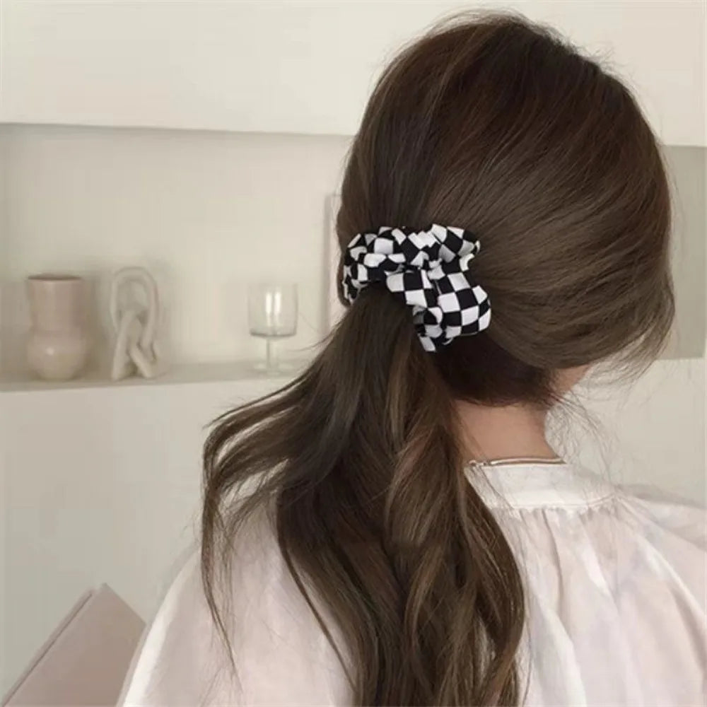Checkered Satin Scrunchie