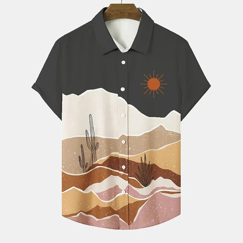 Cactus Shirt Men Print  Hawaiian