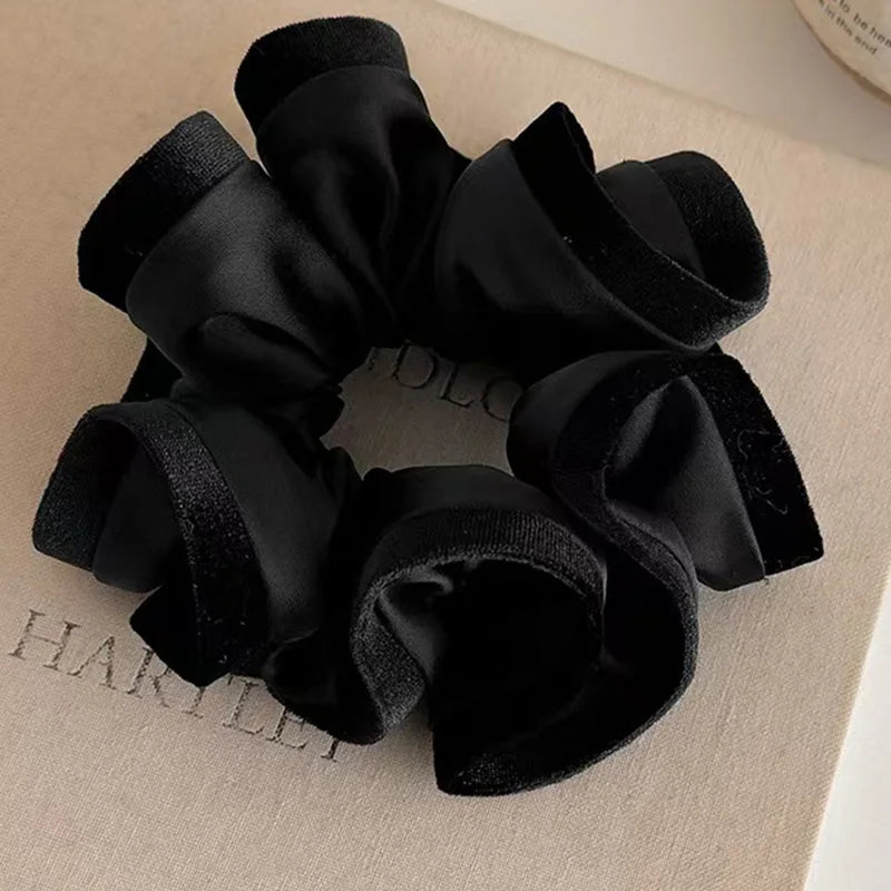 ruffle style velvet-edged satin scrunchie