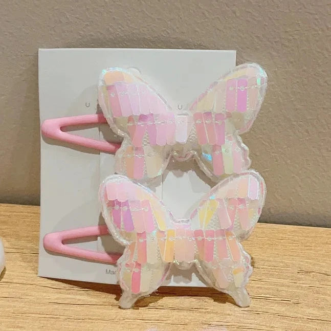 2PCS New Princess Scaly Heart Girls Hairpins Children Lovely Headwear Hairgrip Hair Clips Barrettes Hair Accessories butterfly star party