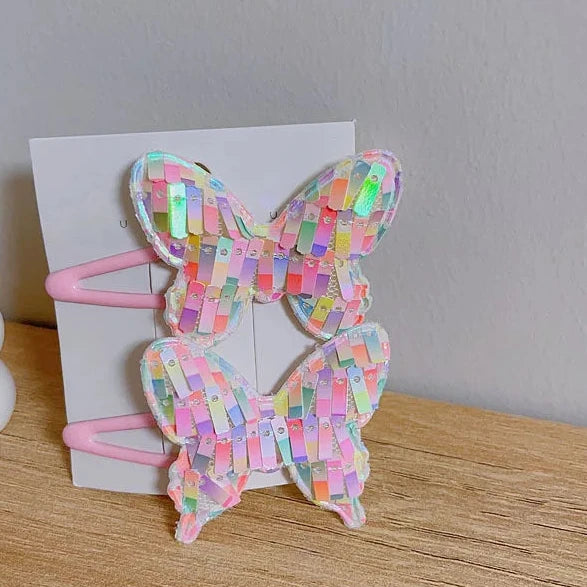 2PCS New Princess Scaly Heart Girls Hairpins Children Lovely Headwear Hairgrip Hair Clips Barrettes Hair Accessories butterfly star party
