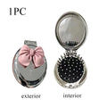 Folding hair brush compact mirror