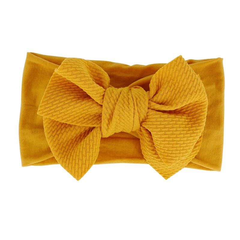 New Baby Accessories Infant Baby Girl Cute Bow Headband Newborn Solid Headwear Headdress Nylon Elastic Hair Band Gifts Props