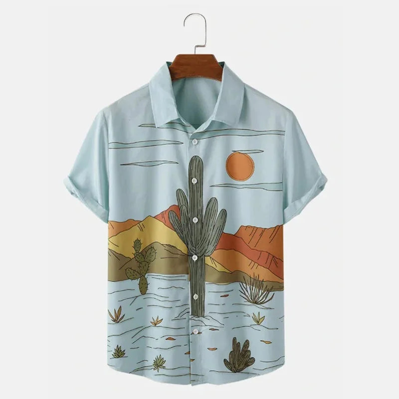 Cactus Shirt Men Print  Hawaiian