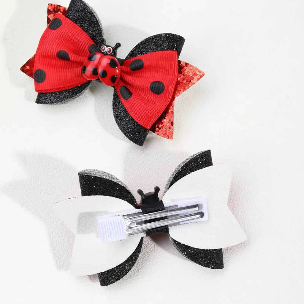 2 Pieces/pack Ladybug Pattern Hair Clips Hair Accessories for Girls Kids Hair Pin Headwear Hairbows Ideal Gift for Girls ladybird