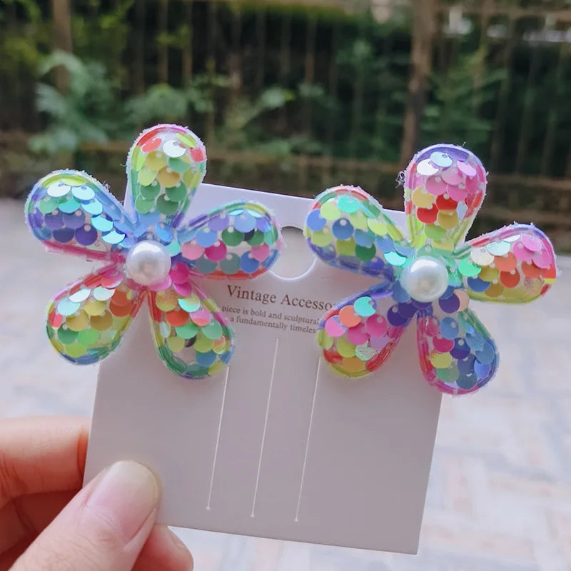 2PCS New Princess Scaly Heart Girls Hairpins Children Lovely Headwear Hairgrip Hair Clips Barrettes Hair Accessories butterfly star party