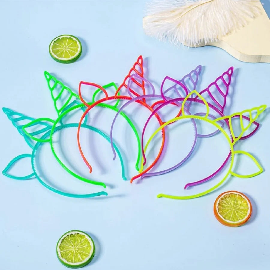 6/12PCS Girls Noctilucent Unicorn Headbands Women Headband Plastic Teeth Hairbands Kids Family Decoration Party Hair Accessories glow up festivals discos