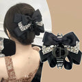Diamond Satin Black Bow claw clip