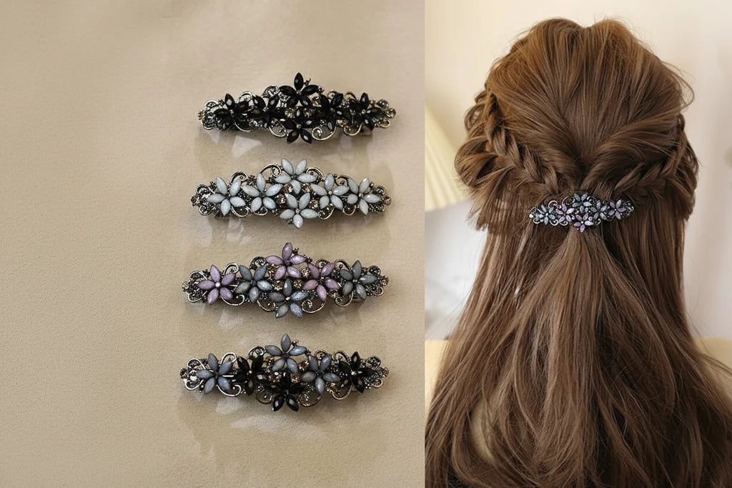 crystal flower clip /hairpin rhinestone