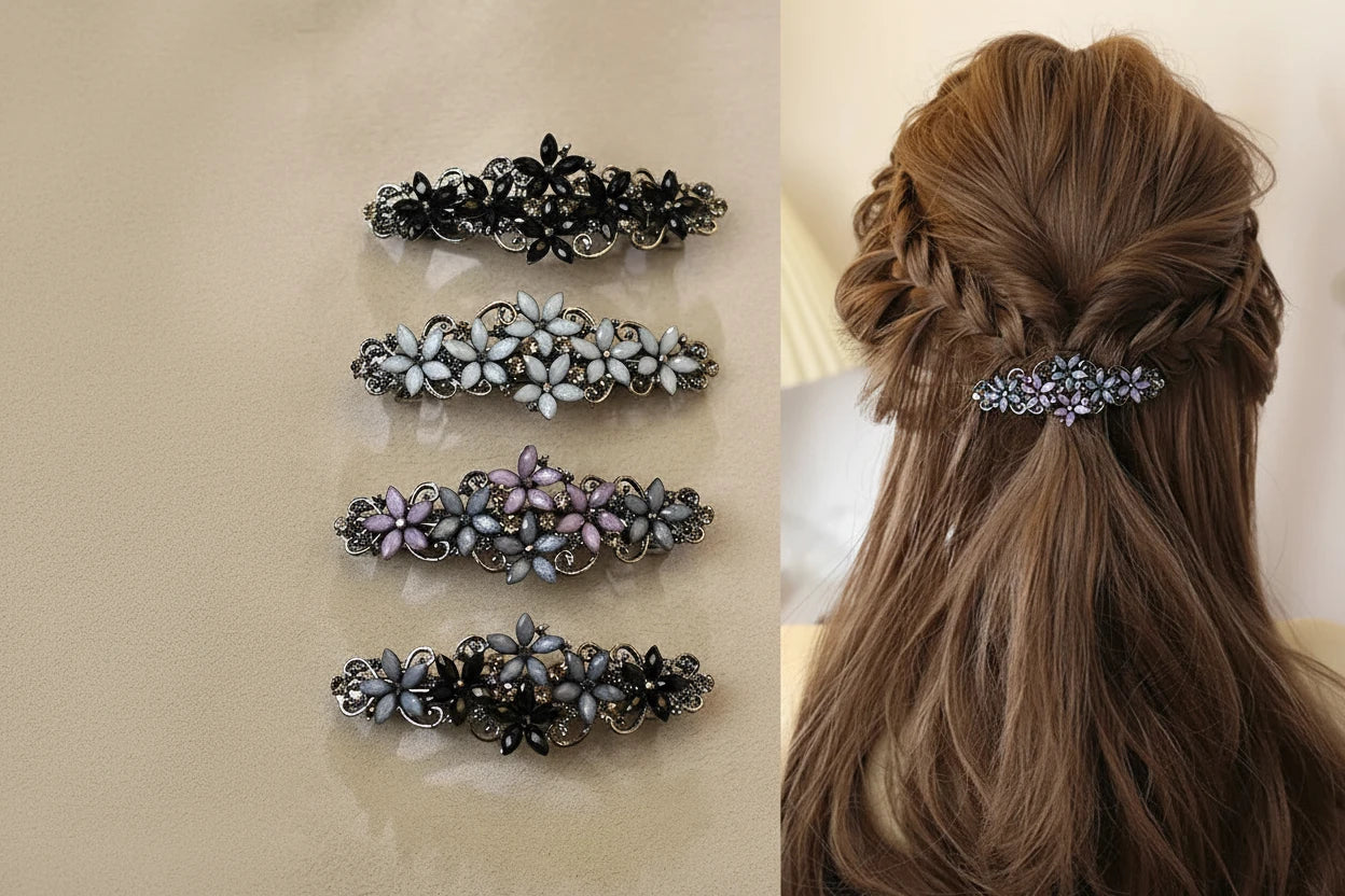 crystal flower clip /hairpin rhinestone