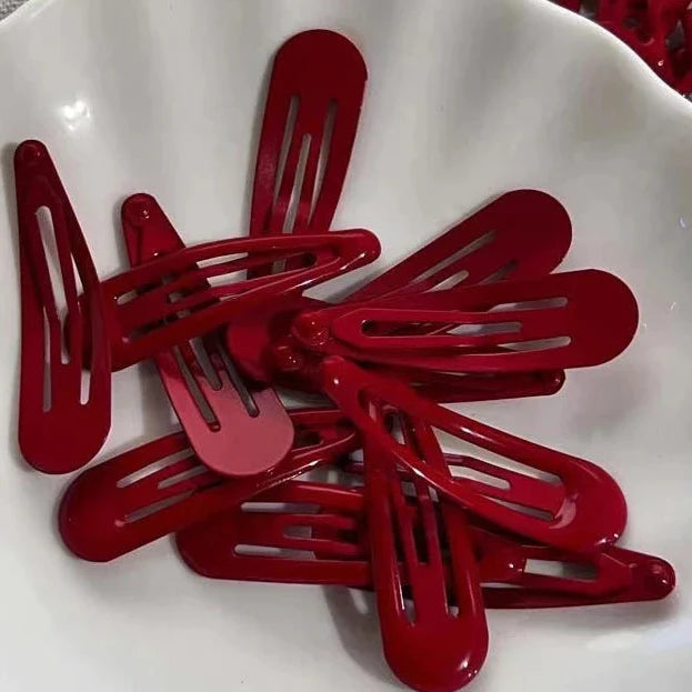 5pcs Red Star Metal Snap Lucky Clip Hair Clips Girls Hairpins Barrettes Hair Jewelry Hairpin Headwear Party