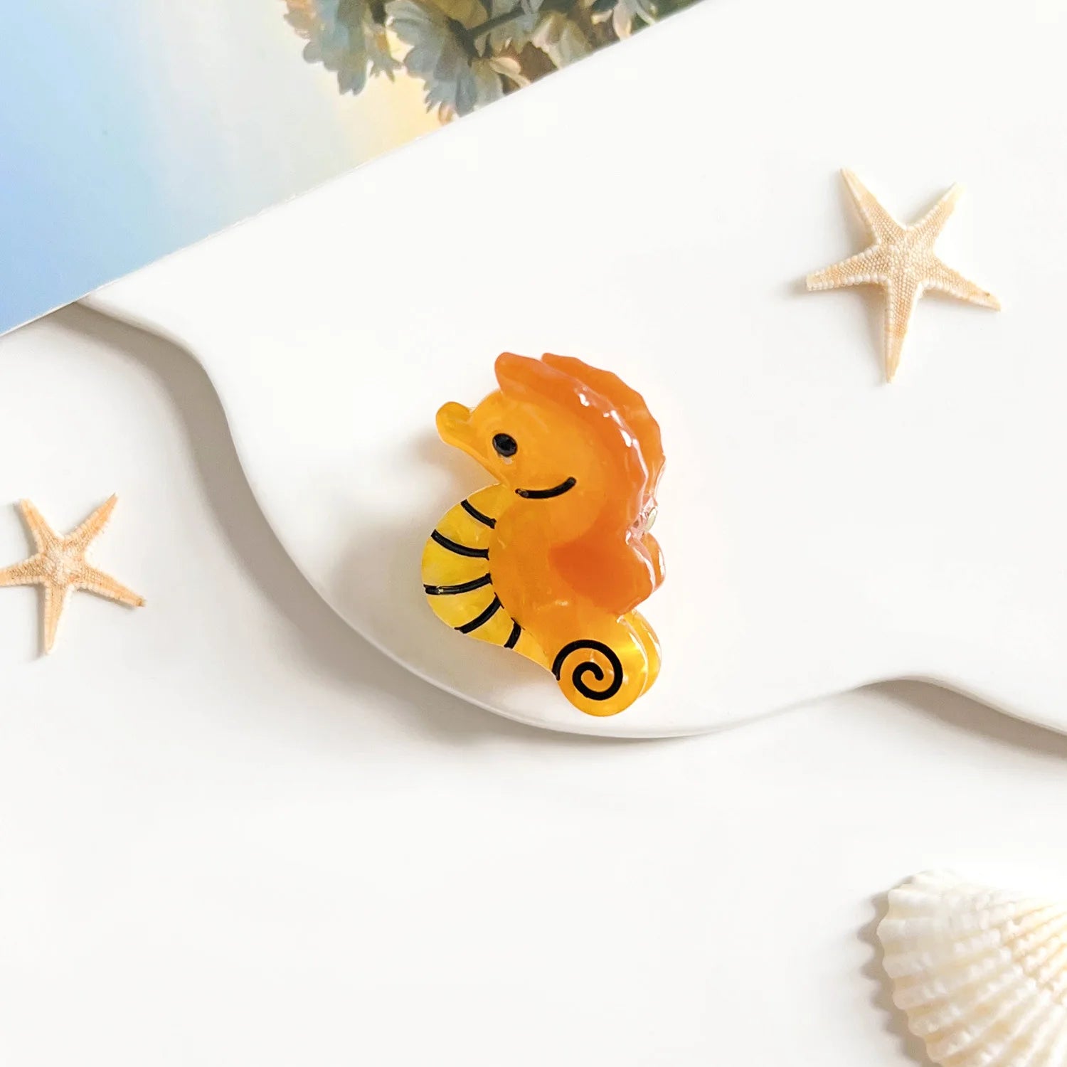 Fashion Cartoon Marine Small Animal Hairpins Cute Small Delicate Acetate Pan Hairpins Horsetail Half-tied Shark Clips Hair Claw octopus whale crab starfish seahorse shell lobster dolphin holidays beach party