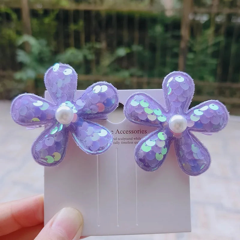 2PCS New Princess Scaly Heart Girls Hairpins Children Lovely Headwear Hairgrip Hair Clips Barrettes Hair Accessories butterfly star party