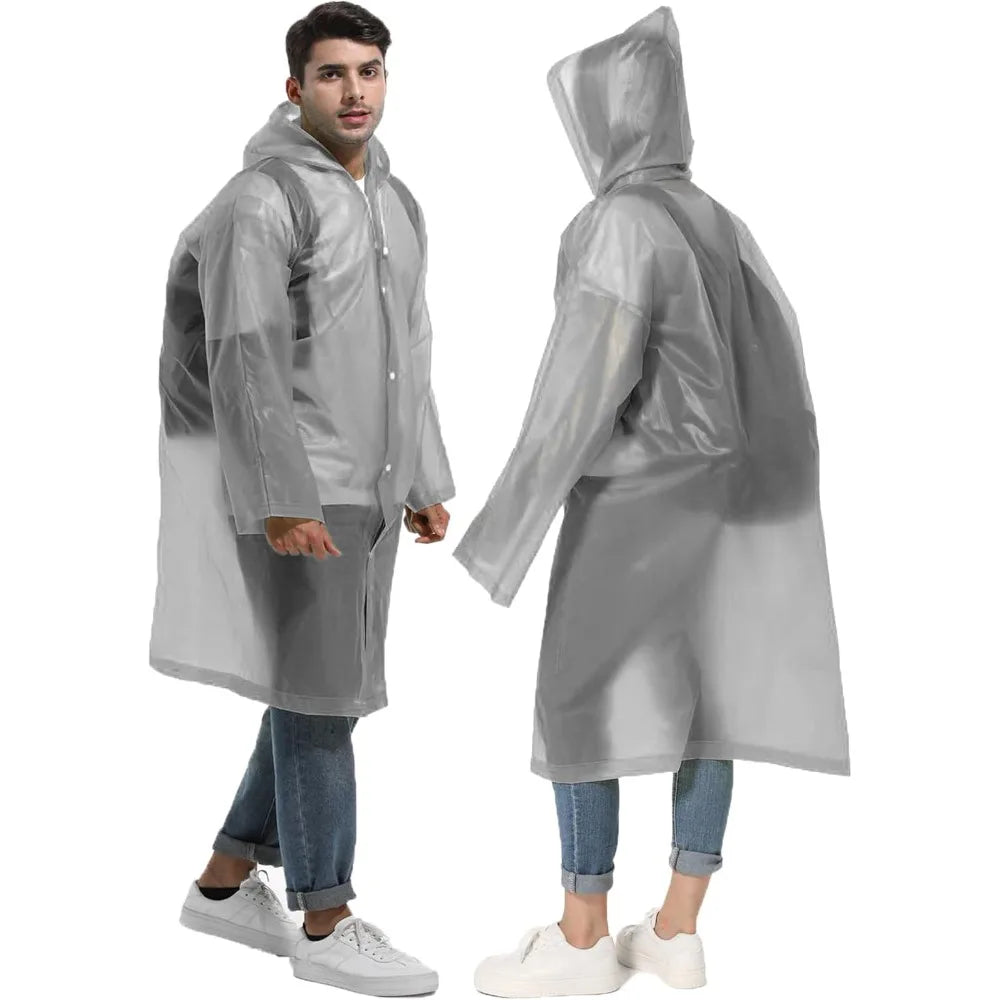 Disposable Adults Reusable Raincoats,Waterproof Rain Ponchos,Adults-Reusable Emergency Raincoats with Hood and Drawstring theme park  camping festival music