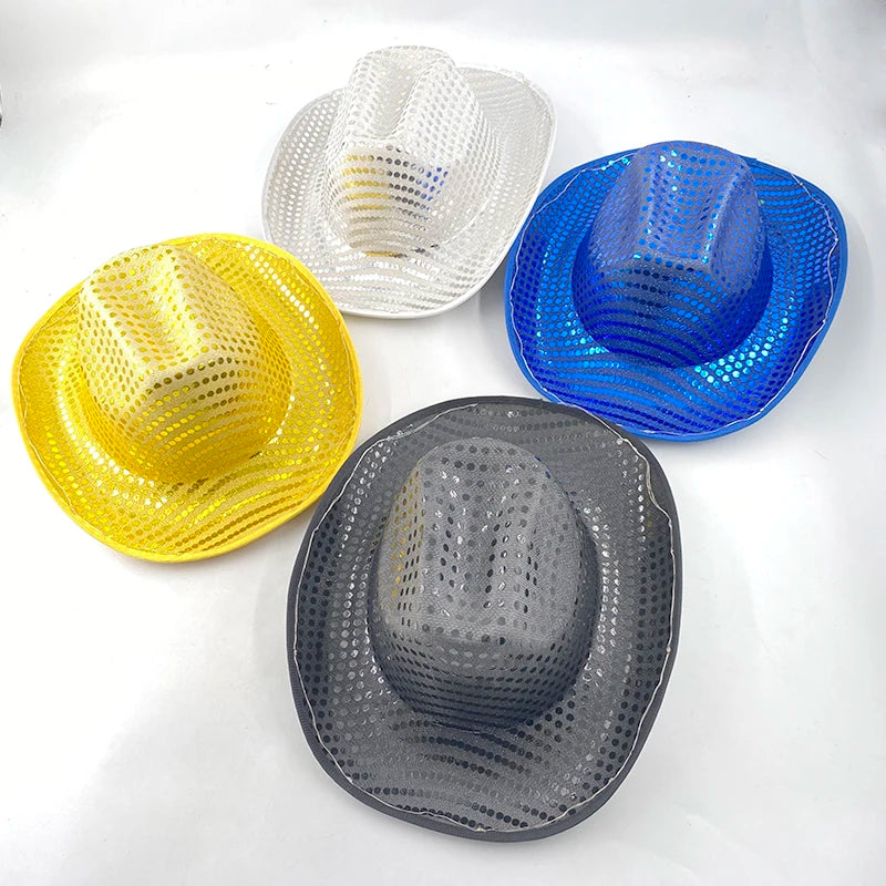 LED Glowing Cowgirl boy Hat Neon Luminous Bride Hat For Holiday Light Up Supplies Fluorescent Party Props Bachelorette Party Hat