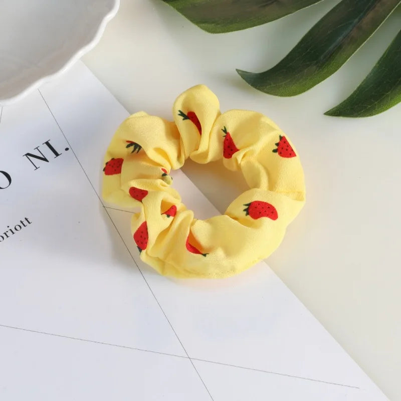 Summer Fruit Pattern Elastic Hair Ties for Women New Trend Scrunchies Ponytail Elastic Hair Bands Hair Accessories