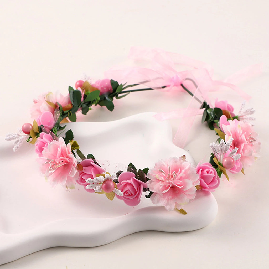 Bridal Flower Crown Headpiece DIY Hair Accessory for Wedding Bride Party Decoration Floral Wreath Hairband Hair Styling