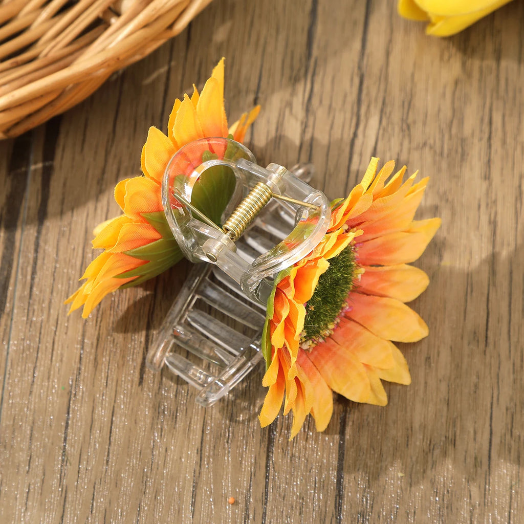 Sweet  Flower Hair Clips Fun Sunflower Italy trip  Hair Claw clip Hairpin for Women Floral Claws Fashion Girl Hair Accessories Gift summer pretty gorgeous for holiday beach party’s