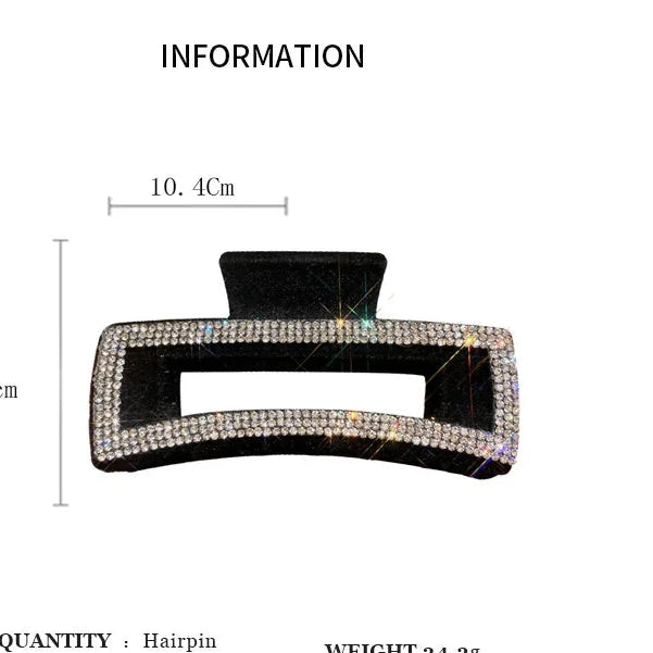 Flocking Rhinestone Black Hair Claw clip