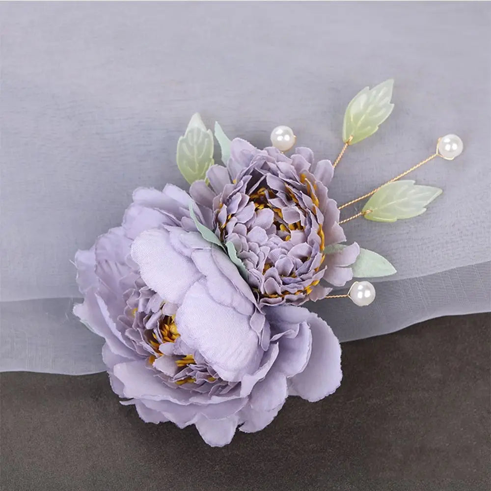 Bridal Wedding Party Hair Styling Pins Barrettes for Women Silk Flower Pearl Hair Clips Bride Headpiece Bridesmaid Flower Brooch