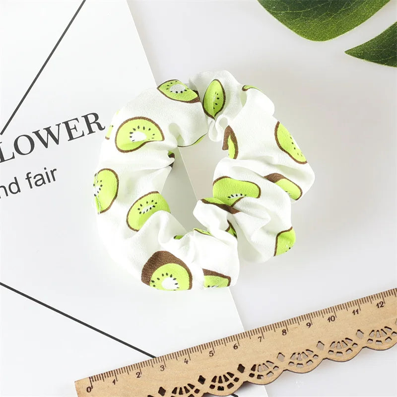 Summer Fruit Pattern Elastic Hair Ties for Women New Trend Scrunchies Ponytail Elastic Hair Bands Hair Accessories