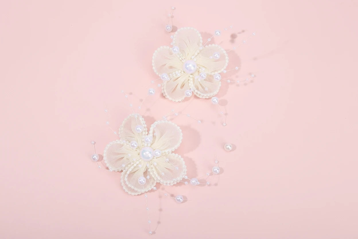 2Pcs Chiffon Floral Hairpins Sweet Flower Coral Fairies Hair Clip Princess BarrettesFor Girl Kids Women Accessories Headwear