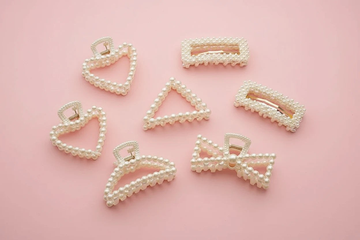 Imitation Pearl Hairpins Geometric Hair Claws Bath Large Claw  Clip S Clip Back Head  Hair up Clip Women Hair heart love Accessories so pretty and elegant cruise ship. Party holiday