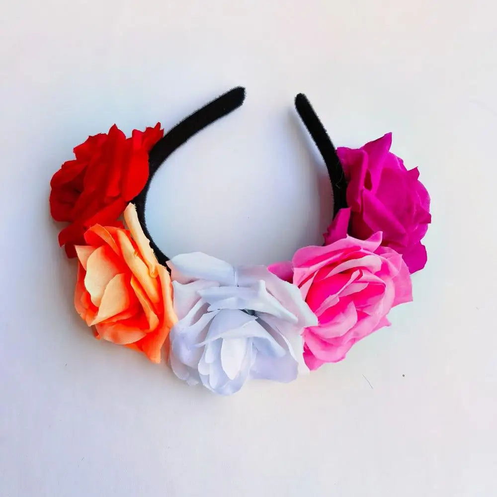 Women Bridal Girl Rose Flowers Head Hoop Crown Headband Wedding Headpiece Hair Band Accessories Artificial Wreaths Garland