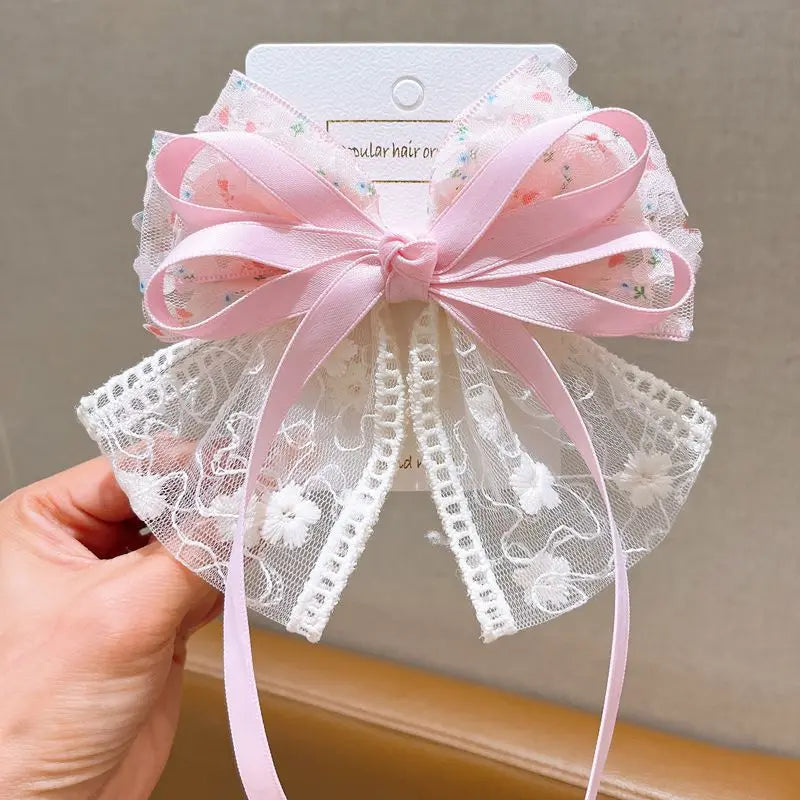 Women's Hair Clips Floral Bow Cute pretty party  Girl's Barrettes Ribbon Lace Fashionable Trendy  Hair Accessories Children cruise wedding holiday