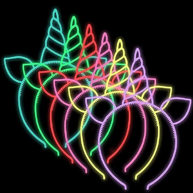 6/12PCS Girls Noctilucent Unicorn Headbands Women Headband Plastic Teeth Hairbands Kids Family Decoration Party Hair Accessories glow up festivals discos