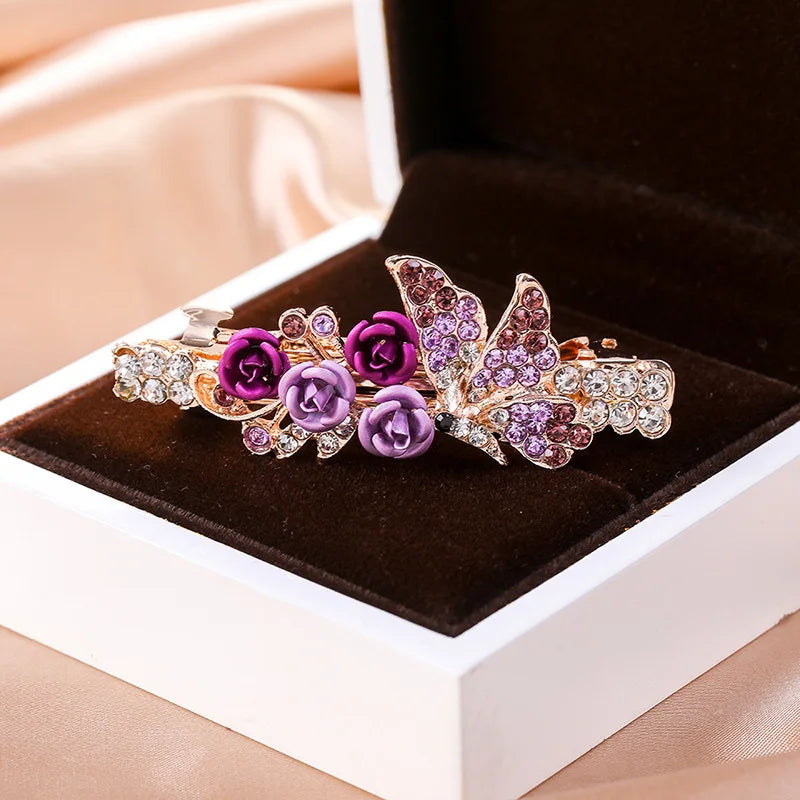 Crystal Floral Hairpin Rhinestone Hair Clip Barrettes