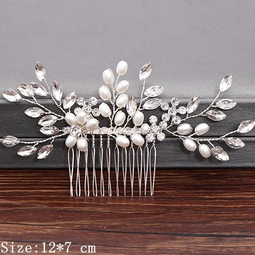 Wedding Hair Combs Bridal Hair Accessories For Women Hair Jewelry Silver Color Pearl Rhinestone Head Jewelry Women Accessoriesx