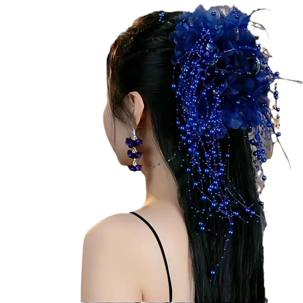 Bridal Wedding Party Hair Styling Pins Barrettes for Women Silk Flower Pearl Hair Clips Bride Headpiece Bridesmaid Flower Brooch