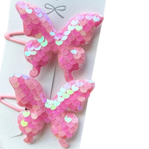 2PCS New Princess Scaly Heart Girls Hairpins Children Lovely Headwear Hairgrip Hair Clips Barrettes Hair Accessories butterfly star party
