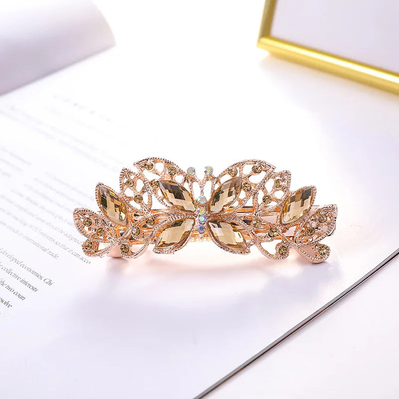 Crystal Floral Hairpin Rhinestone Hair Clip Barrettes