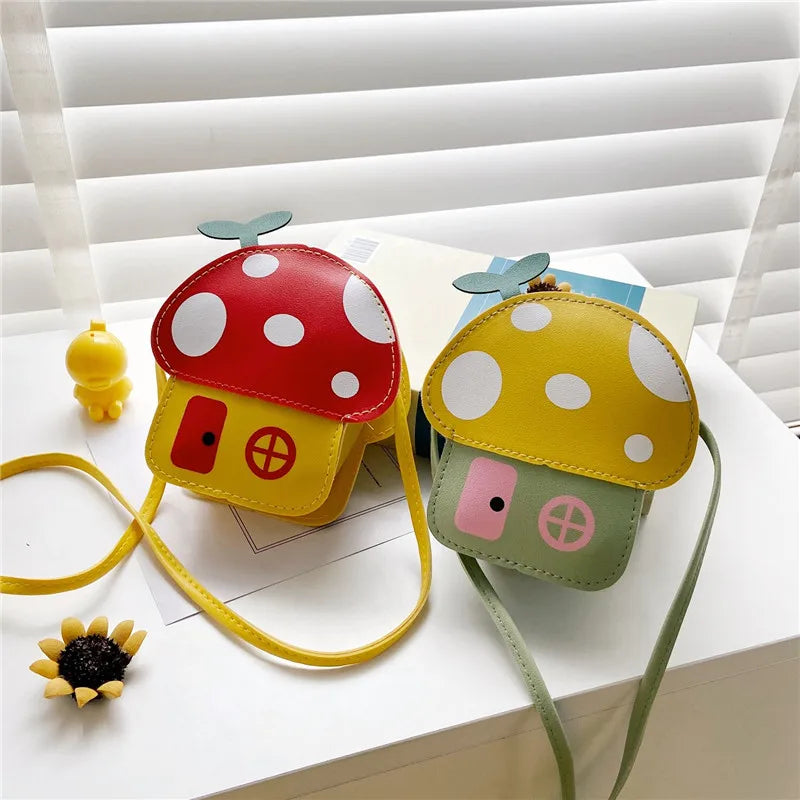 New Cute Girls Mushroom Purse Handbags Fashion Baby Kids Mini Crossbody Bags Children Small Shoulder Bags Wallet