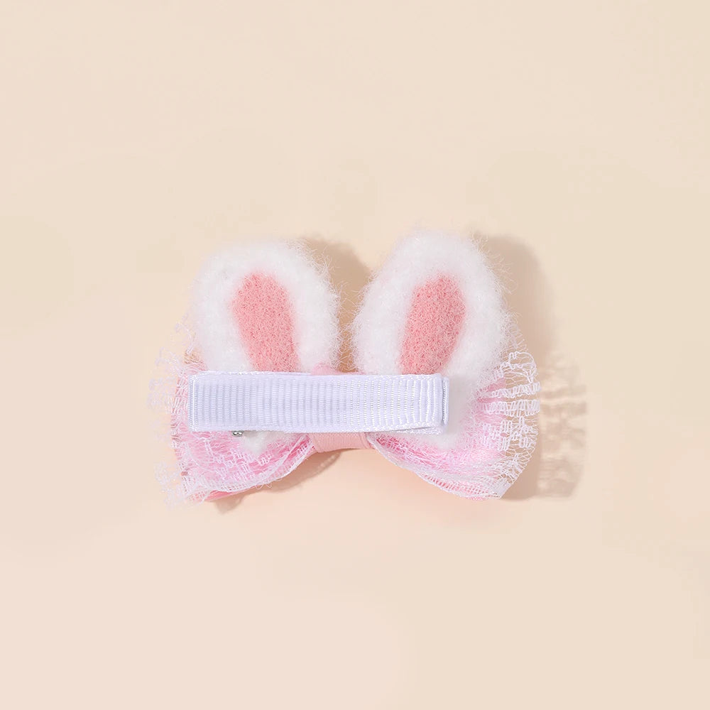 2Pcs Cute Rabbit Ear Bow Hair Clips For Girls Sweet Plush Ear Barrette Children Daily Party Cosplay Headwear Hair Accessories bunny Easter wear spring summer pink blue yellow beautiful  dress up