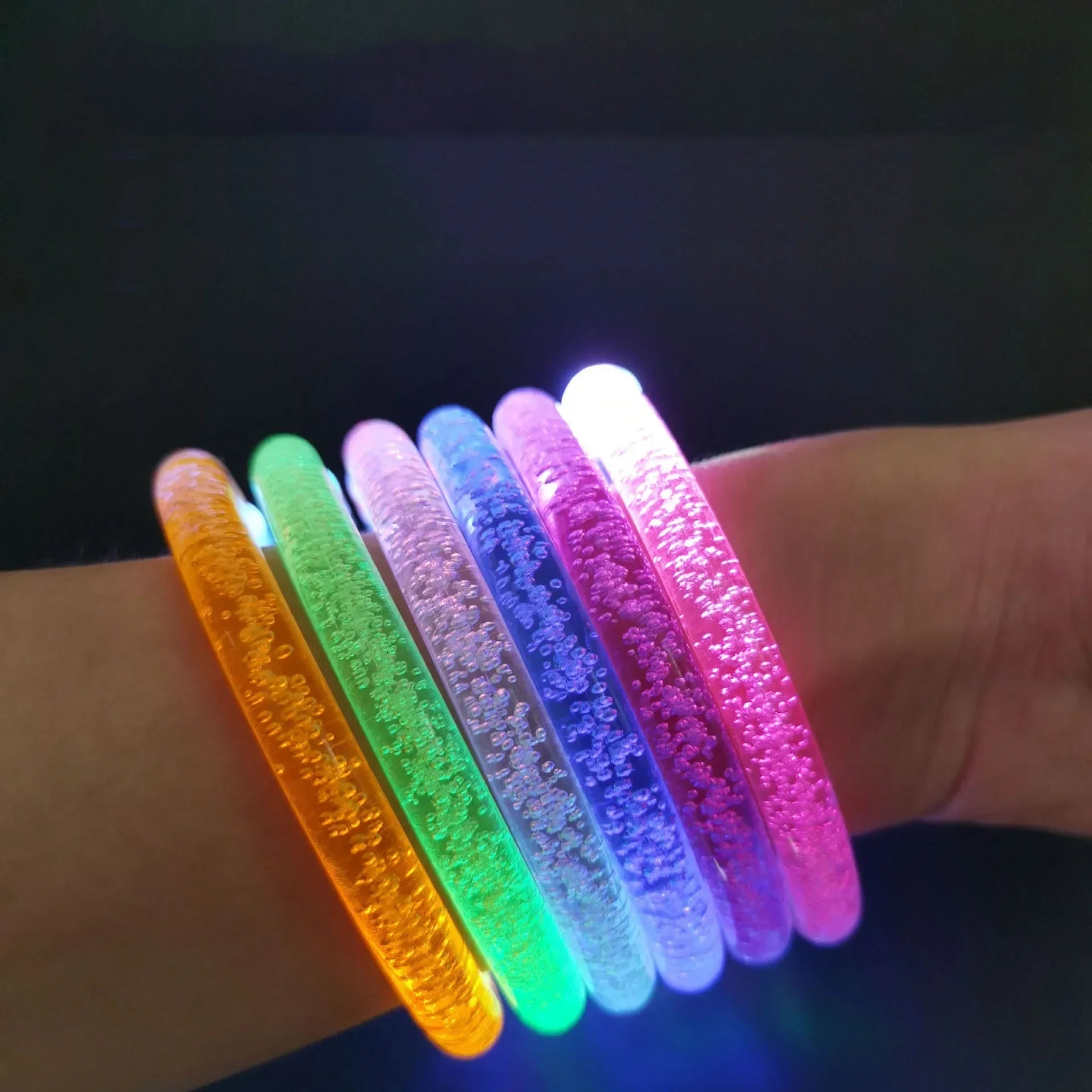 15/30 Pcs LED Light Up Bracelets Neon Glowing Bangle Luminous Wristbands Glow in The Dark Party Supplies for Kids Adults