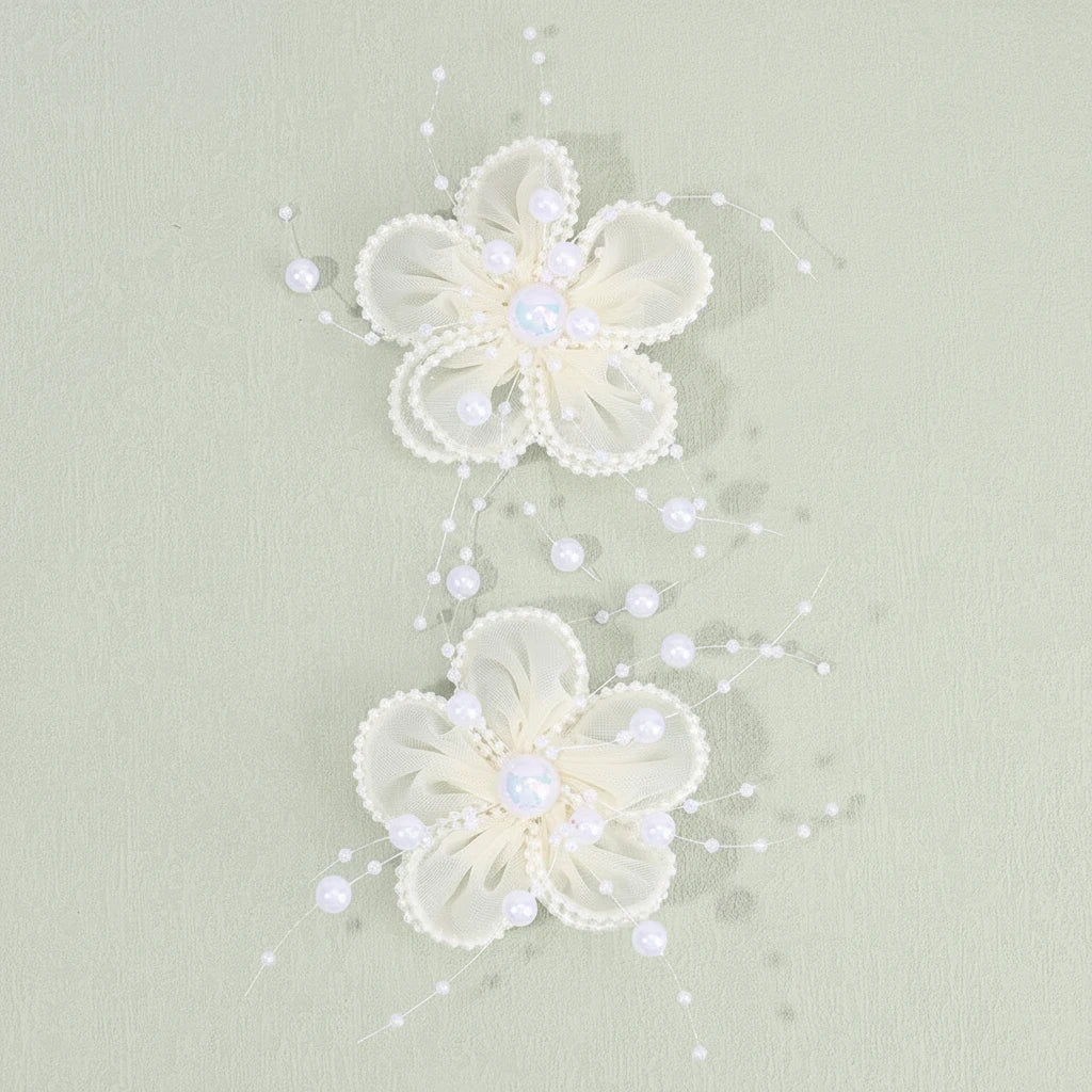 2Pcs Chiffon Floral Hairpins Sweet Flower Coral Fairies Hair Clip Princess BarrettesFor Girl Kids Women Accessories Headwear