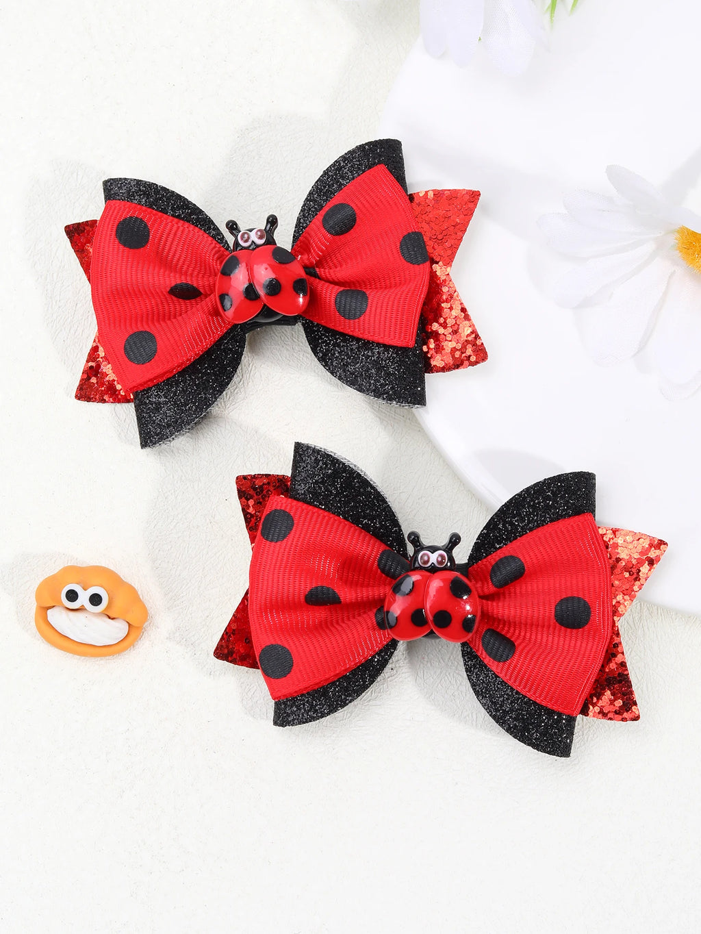 2 Pieces/pack Ladybug Pattern Hair Clips Hair Accessories for Girls Kids Hair Pin Headwear Hairbows Ideal Gift for Girls ladybird